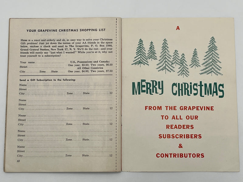 AA Grapevine from December 1958 - Christmas Editorial by Bill Mark McConnell