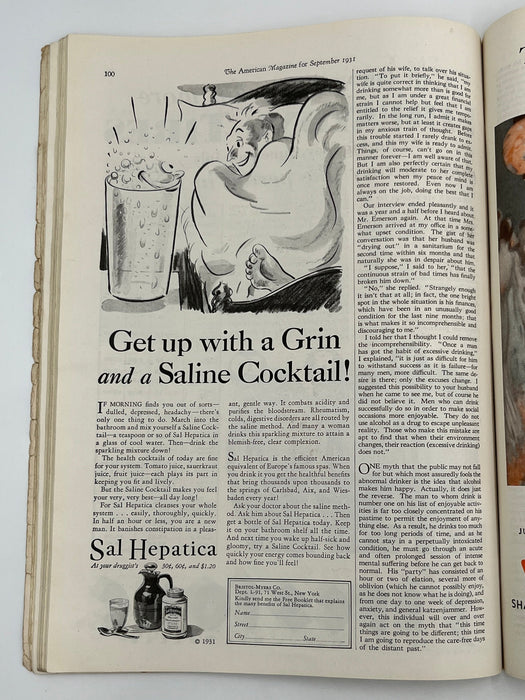 The American Magazine from September 1931 - Why Men Drink by Richard Peabody Recovery Collectibles