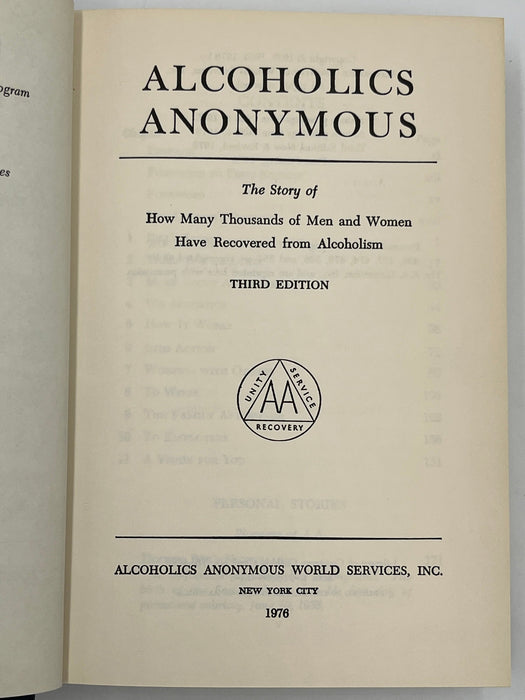 Alcoholics Anonymous Third Edition First Printing from 1976 Recovery Collectibles