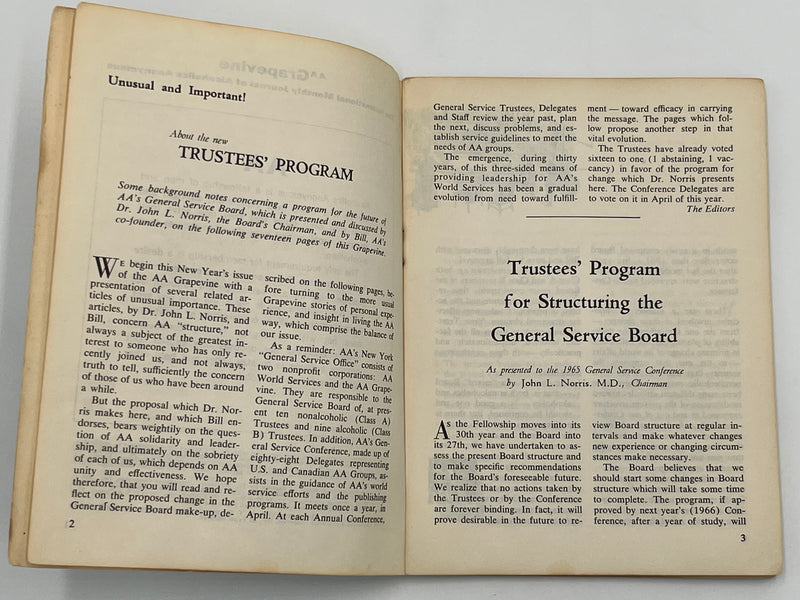 AA Grapevine from January 1966 - Trustees Program Mark McConnell