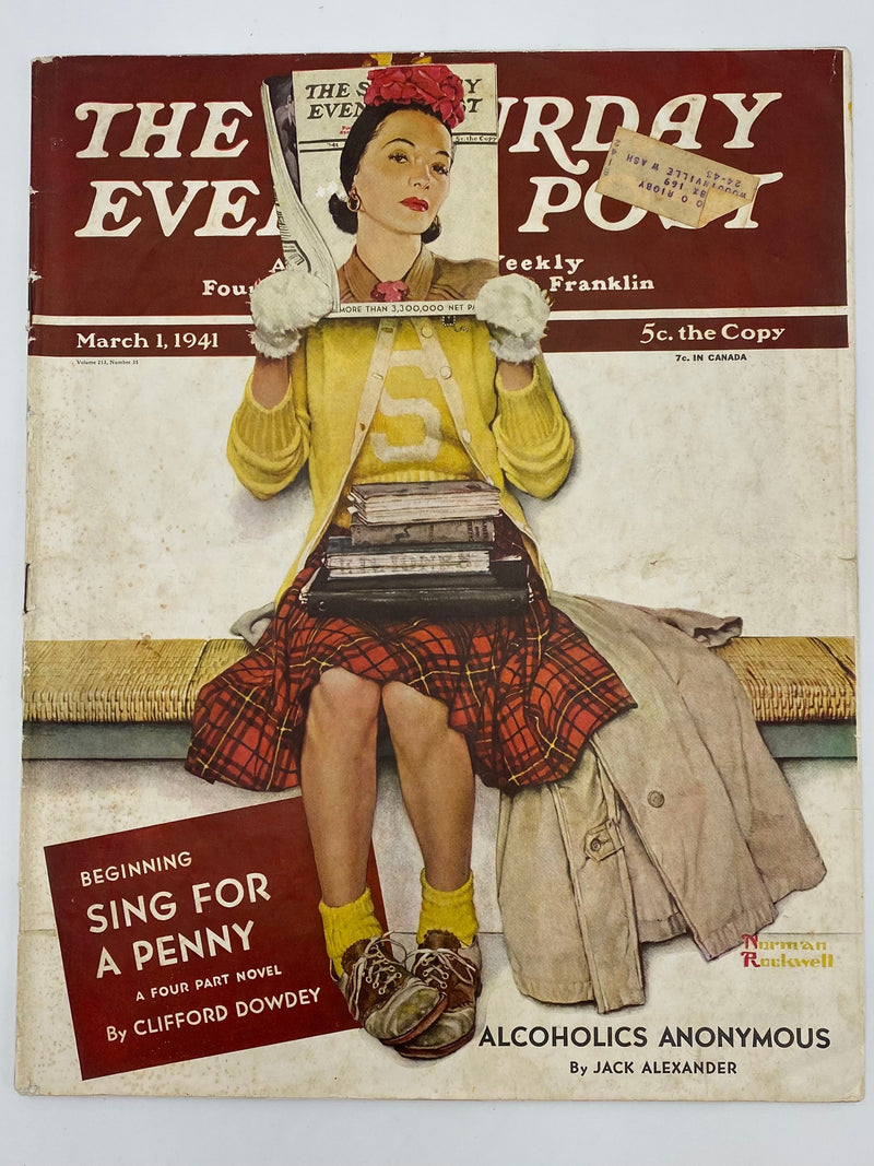 Saturday Evening Post - March 1, 1941 - Alcoholics Anonymous Recovery Collectibles