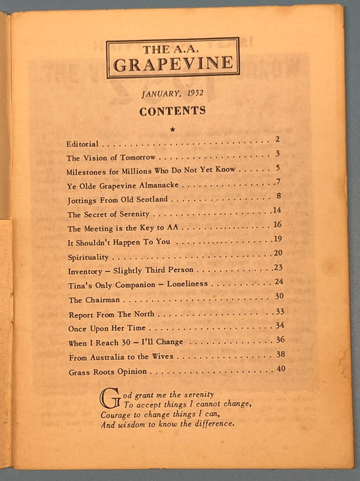 AA Grapevine - January 1952 - The Vision of Tomorrow by Bill Mark McConnell