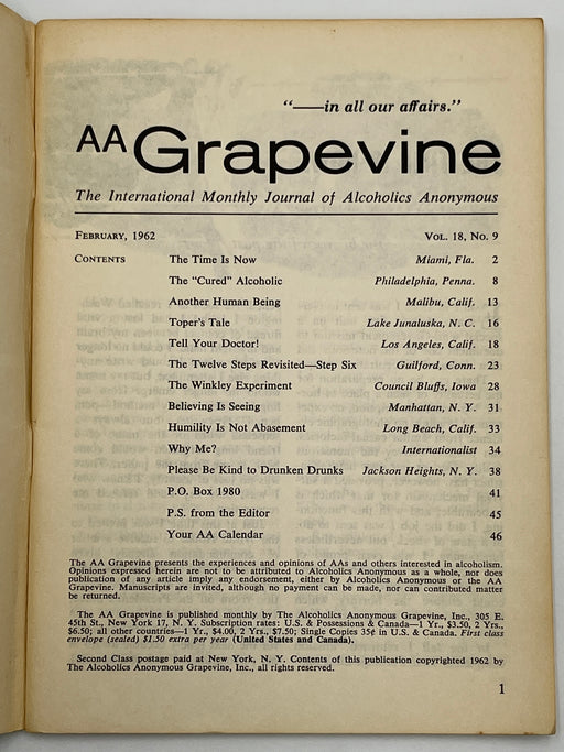 AA Grapevine from February 1962 - The Time is Now Mark McConnell