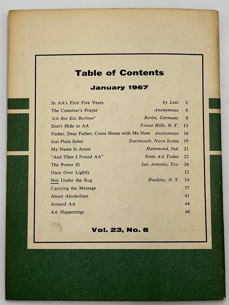 AA Grapevine from January 1967 - In AAs First Five Years by Lois Mark McConnell