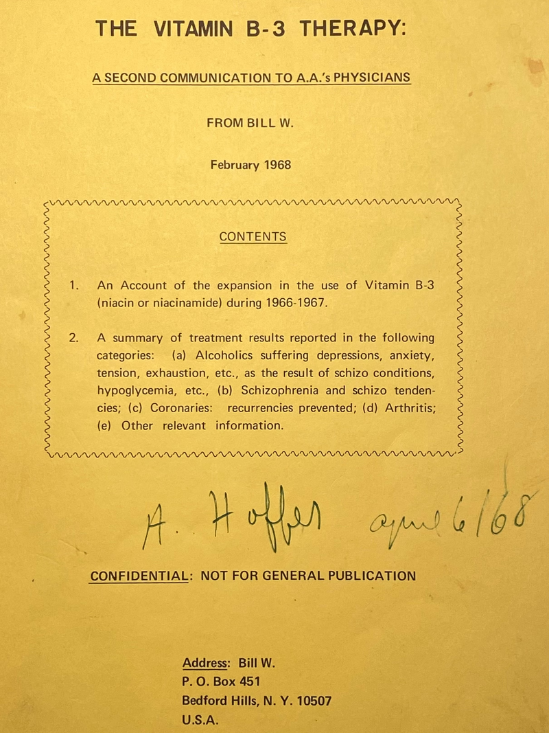 The Vitamin B-3 Therapy Communications - Signed by Bill W. Rex Jarret