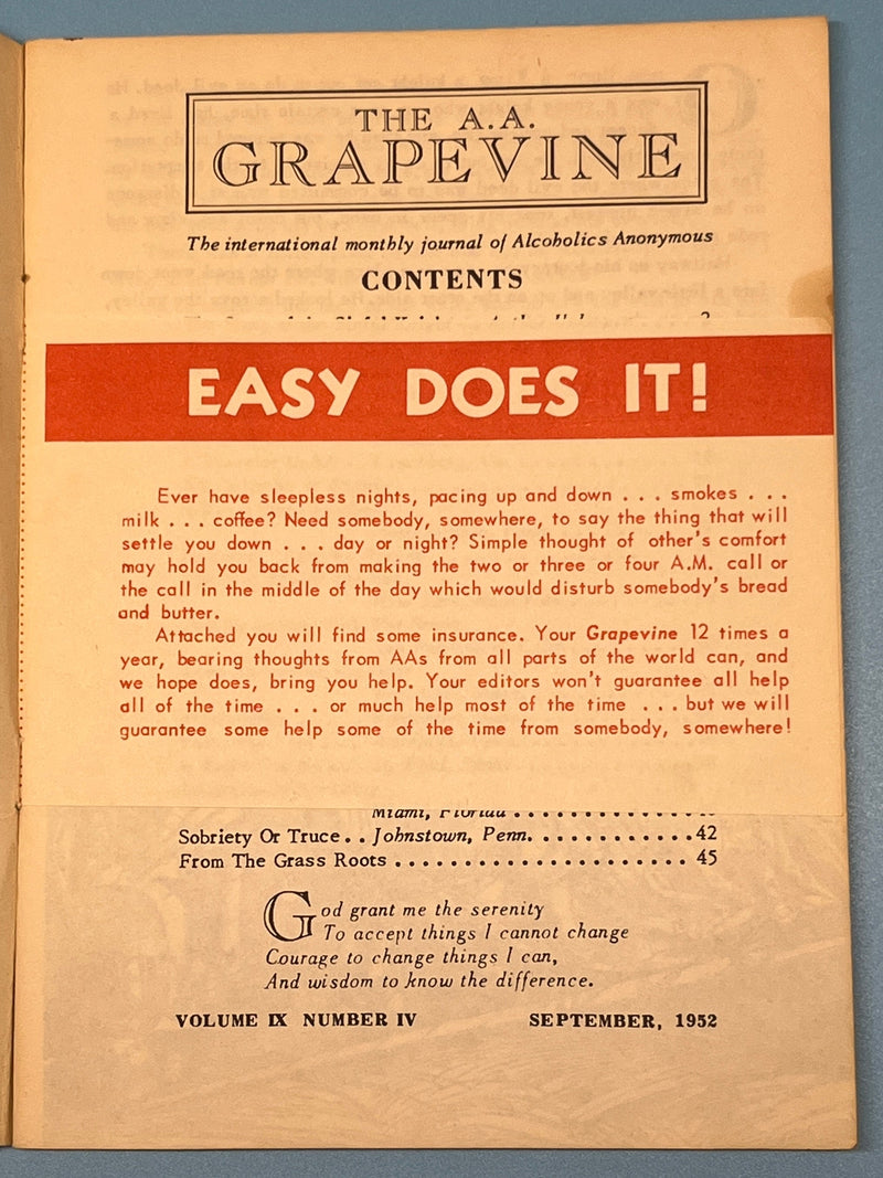 AA Grapevine from September 1952 - Tradition Five Mark McConnell