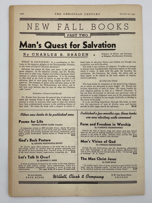 The Christian Century - October 1941 Recovery Collectibles