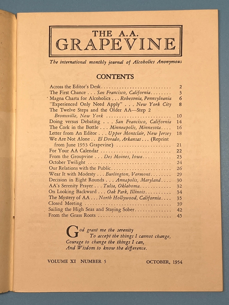 AA Grapevine from October 1954 Mark McConnell
