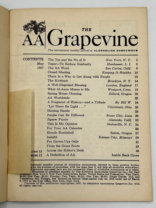 AA Grapevine from May 1957 Mark McConnell
