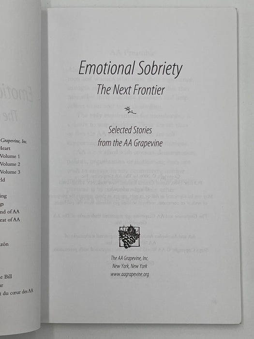Emotional Sobriety, The Next Frontier: Selected Stories from the AA Grapevine Recovery Collectibles