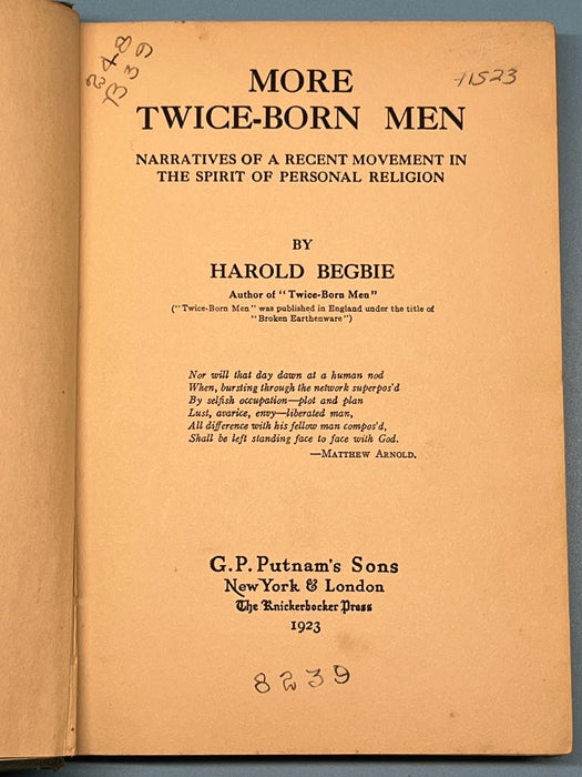 More Twice-Born Men by Harold Begbie - 1923 Recovery Collectibles