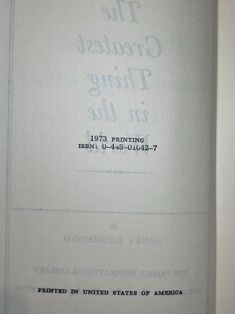 The Greatest Thing in the World by Henry Drummond - 1973 Printing David Shaw