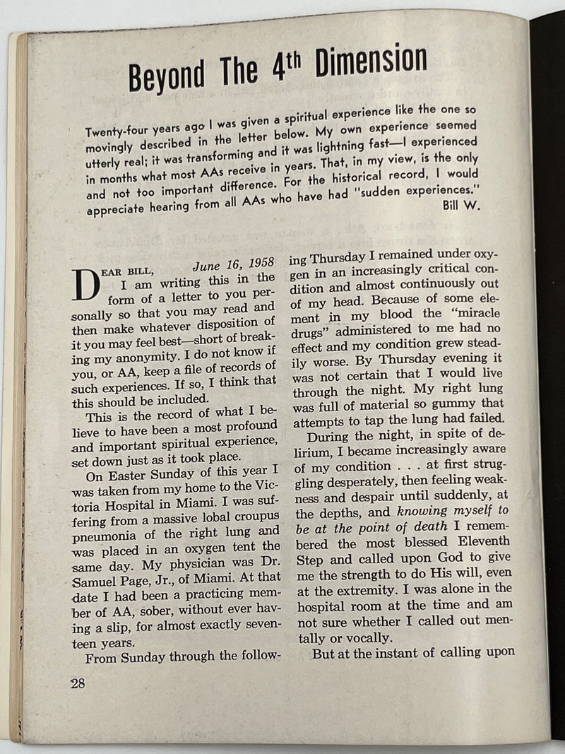 AA Grapevine from December 1958 - Christmas Editorial by Bill Mark McConnell