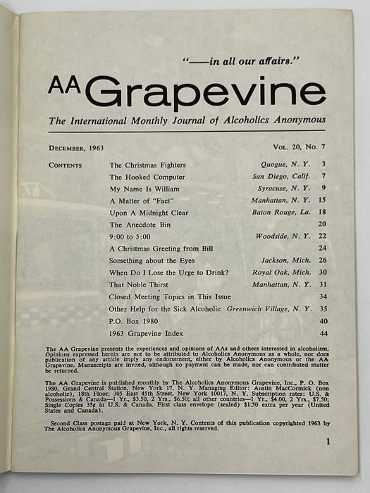AA Grapevine from December 1963 - Why Fight Christmas Mark McConnell