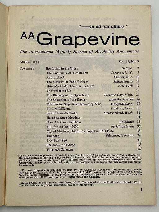 AA Grapevine from August 1962 - Temptation Mark McConnell