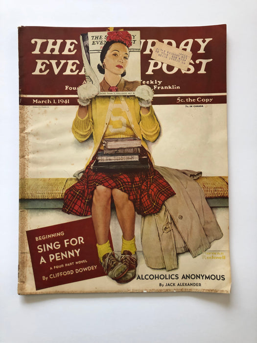 Saturday Evening Post March 1, 1941 - Alcoholics Anonymous Alan Fertel