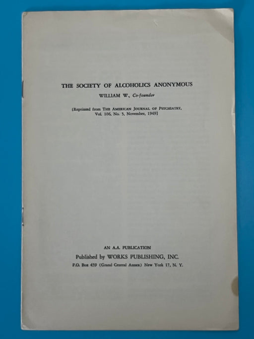 The Society of Alcoholics Anonymous - Pamphlet Recovery Collectibles