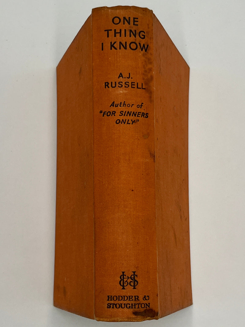 One Thing I Know by A.J. Russell - Second Printing 1933 Recovery Collectibles