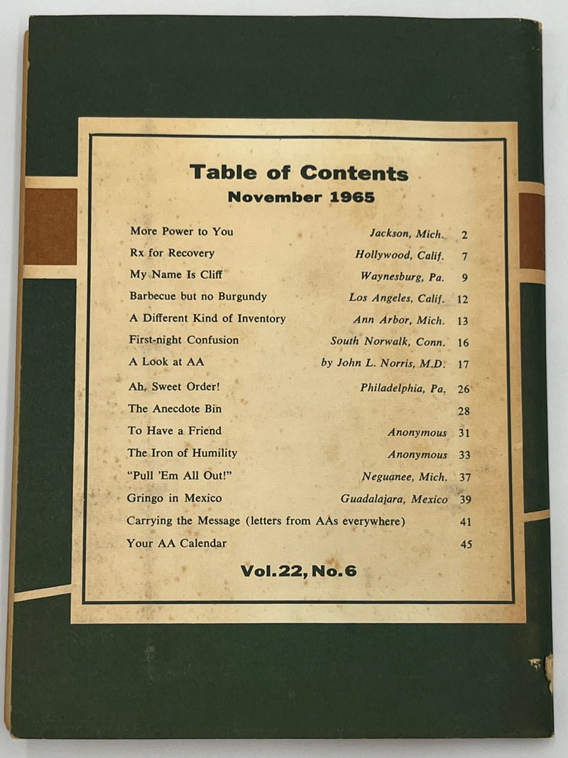 AA Grapevine from November 1965 - A Look at AA Mark McConnell