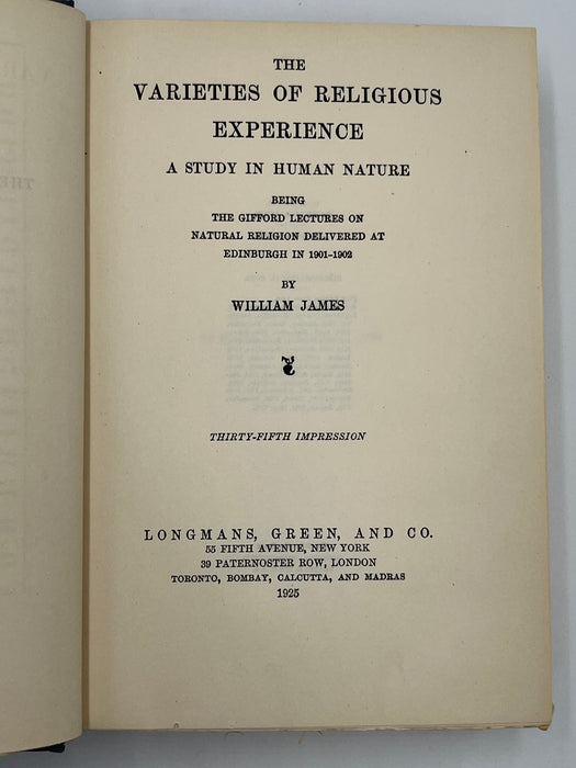 Varieties of Religious Experience by William James - 35th Printing 1925 Recovery Collectibles
