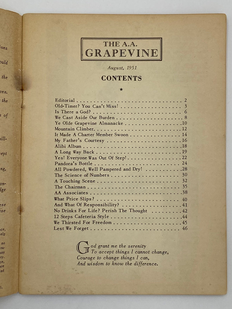 AA Grapevine August 1951 - Old-Timer Recovery Collectibles