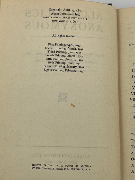 Alcoholics Anonymous First Edition 8th Printing from February 1945 - RDJ Recovery Collectibles