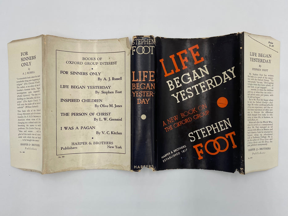 Life Began Yesterday by Stephen Foot - Signed by Frank Buchman Recovery Collectibles