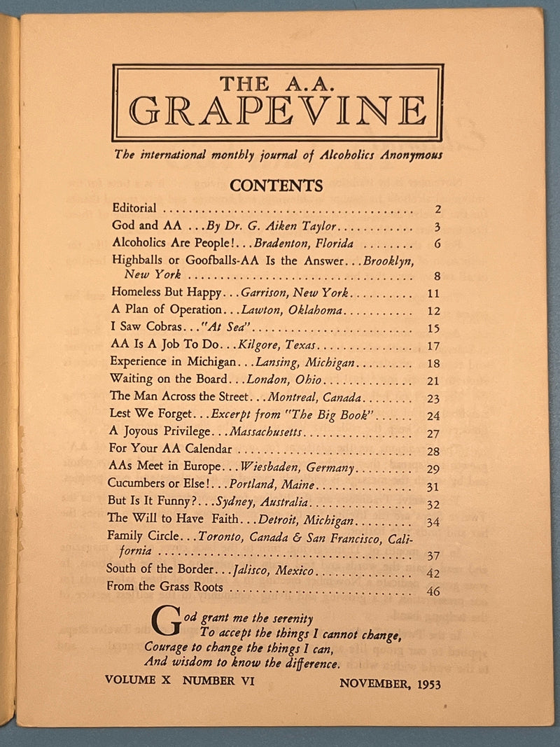 AA Grapevine from November 1953 - God and AA Mark McConnell