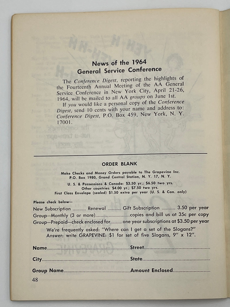 AA Grapevine from May 1964 - A Message From Bill Mark McConnell