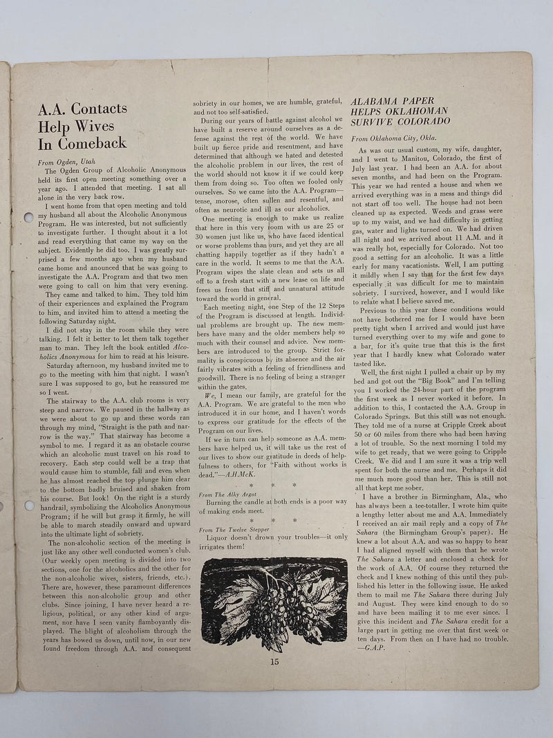 The A.A. GRAPEVINE March 1948 Recovery Collectibles