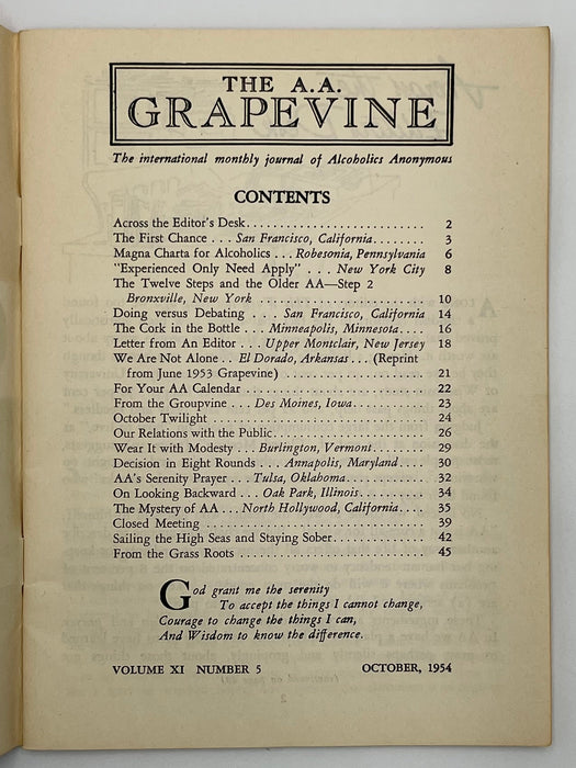 October 1954 AA Grapevine Recovery Collectibles