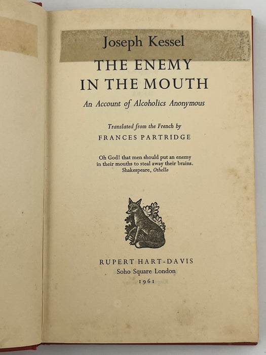 The Enemy in the Mouth by Joseph Kessel - 1961 David Shaw