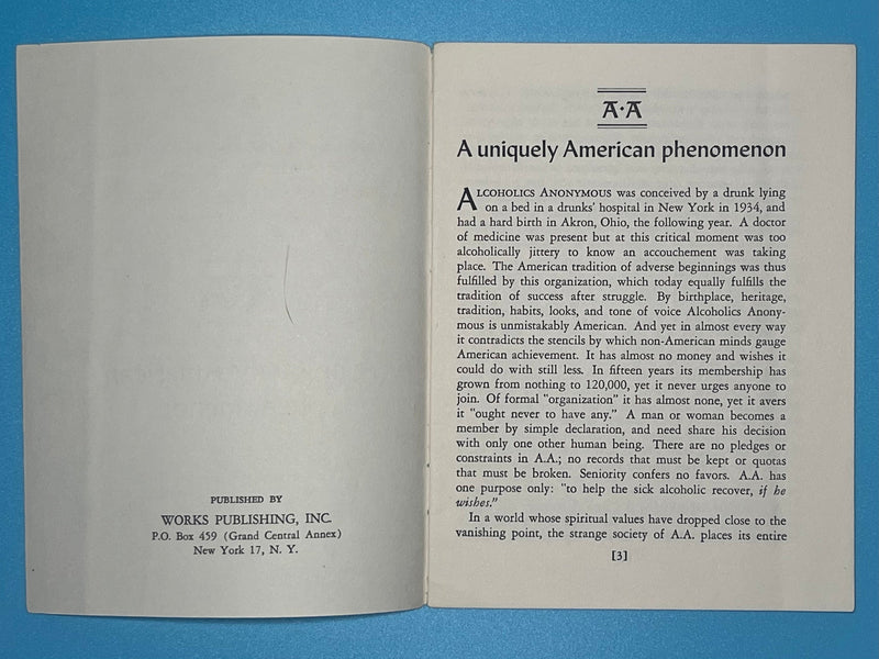 AA - A Uniquely American Phenomenon - AA Pamphlet Recovery Collectibles