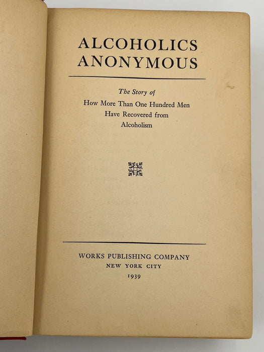 Alcoholics Anonymous First Edition First Printing from 1939 - RDJ Recovery Collectibles