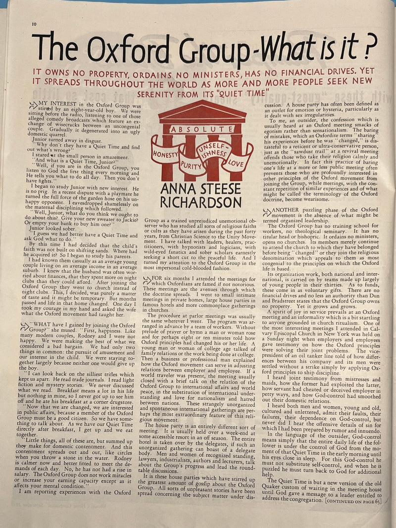 Woman’s Home Companion from September 1938 - The Oxford Group Recovery Collectibles