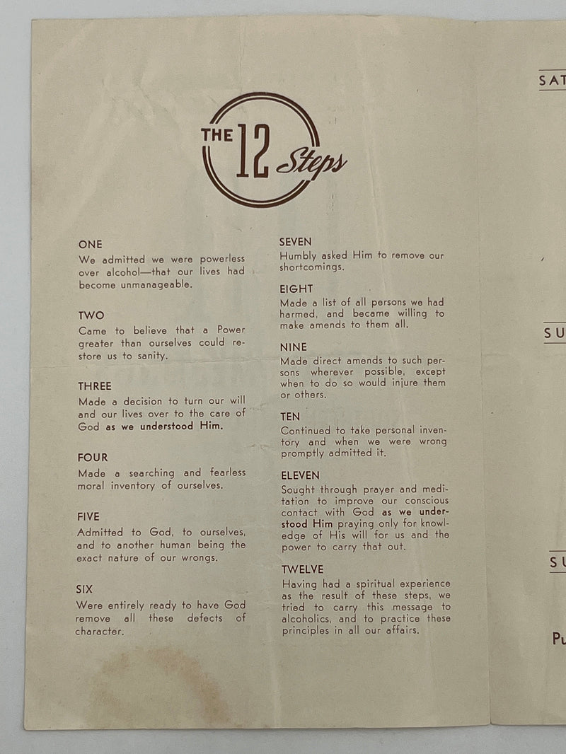 Program for the AA General Meetings - Southern California 1951 - with “Bill” Recovery Collectibles