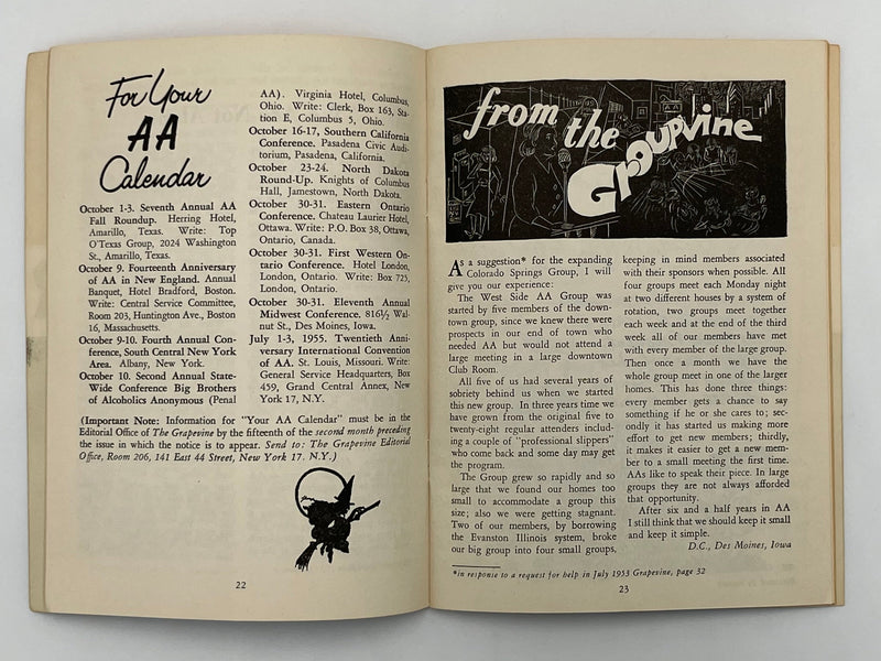 October 1954 AA Grapevine Recovery Collectibles