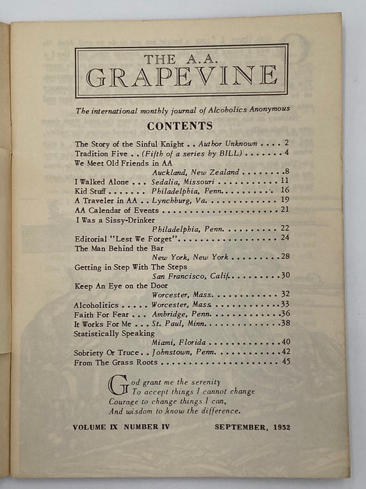 AA Grapevine September 1952 - Tradition Five Alabama