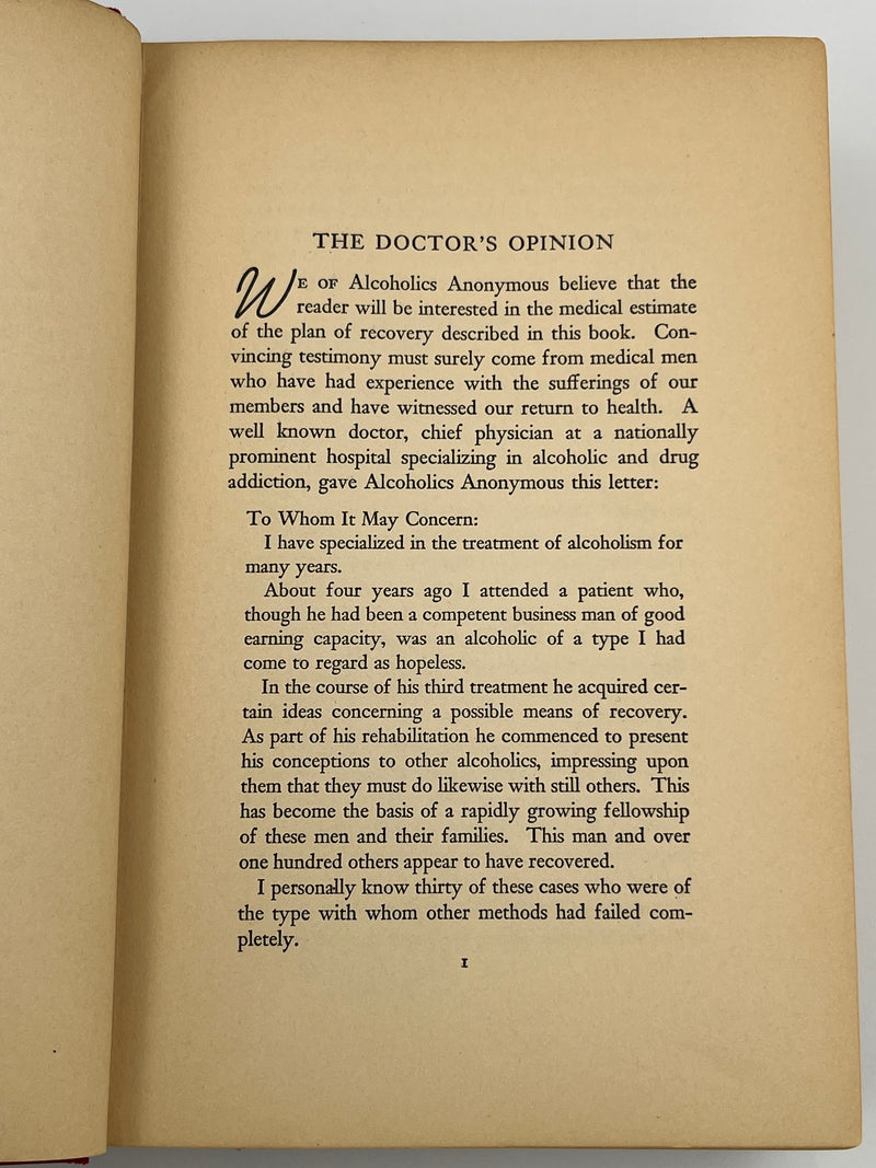 Alcoholics Anonymous First Edition First Printing from 1939 - RDJ Recovery Collectibles
