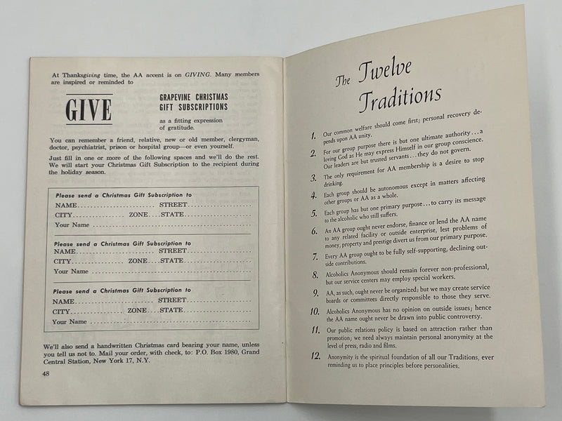 AA Grapevine from November 1959 - Traditions Month Mark McConnell