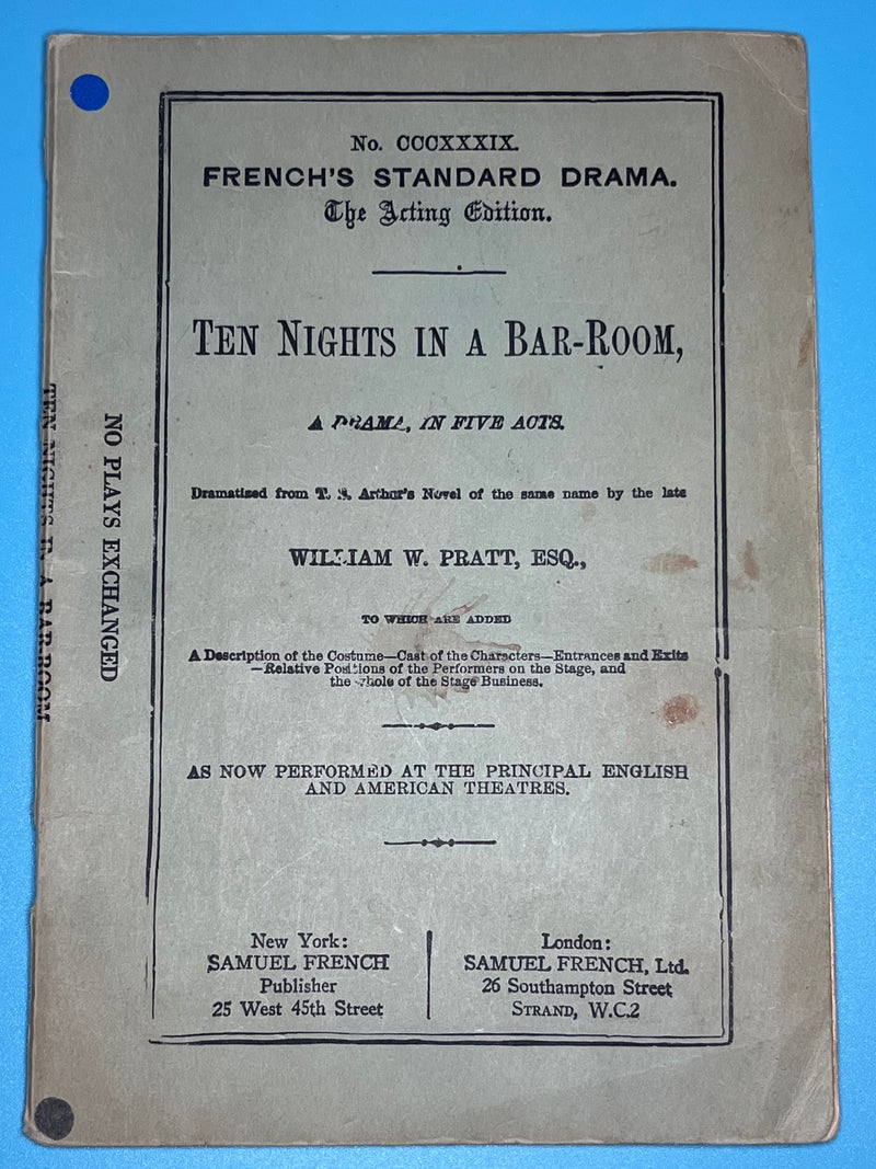 Ten Nights in a Bar-Room: A Temperance Drama in Five Acts Recovery Collectibles