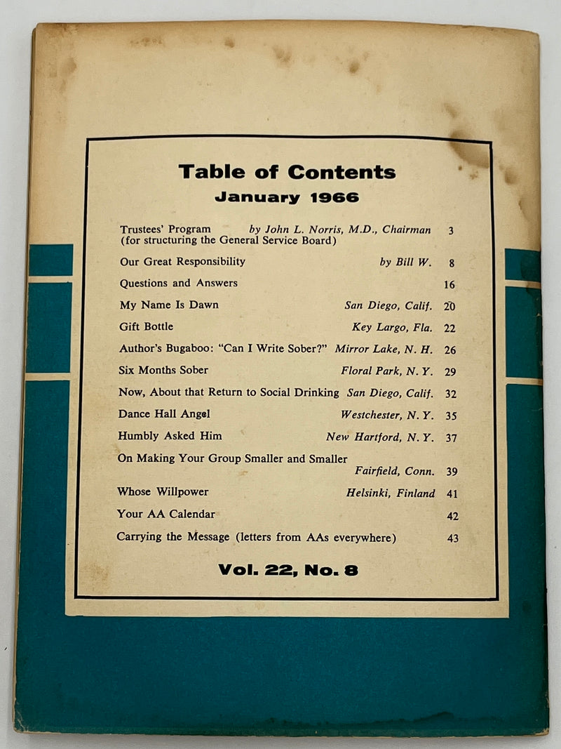 AA Grapevine from January 1966 - Trustees Program Mark McConnell