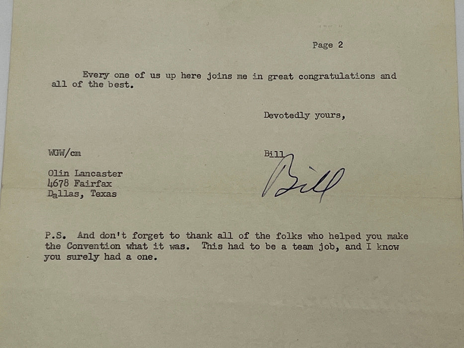 Signed Letter from Bill W. to Olie L. - 1956 Recovery Collectibles