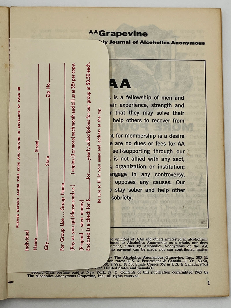 AA Grapevine from November 1965 - A Look at AA Mark McConnell