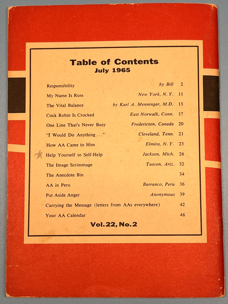AA Grapevine issue from July 1965 - 30th Anniversary International Convention Recovery Collectibles