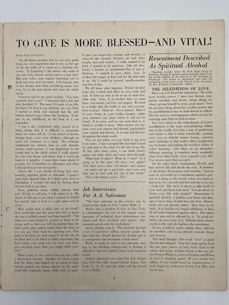 The A.A. GRAPEVINE March 1948 Recovery Collectibles