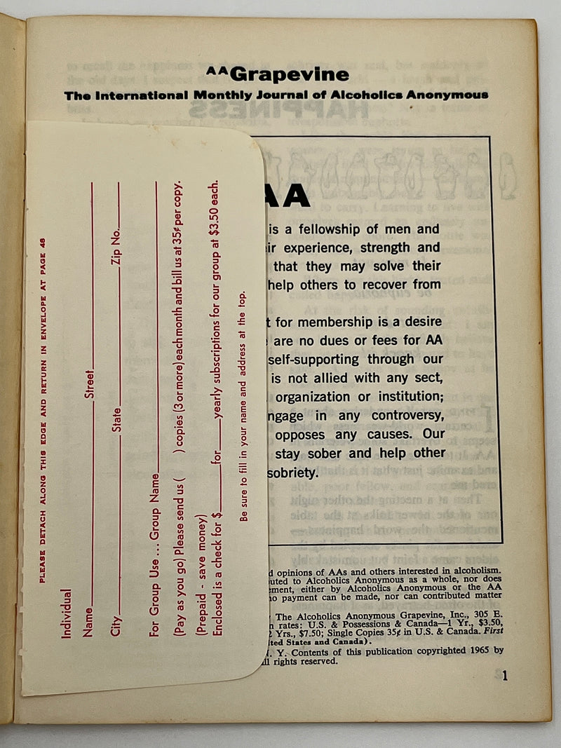 AA Grapevine from April 1965 - Happiness Mark McConnell