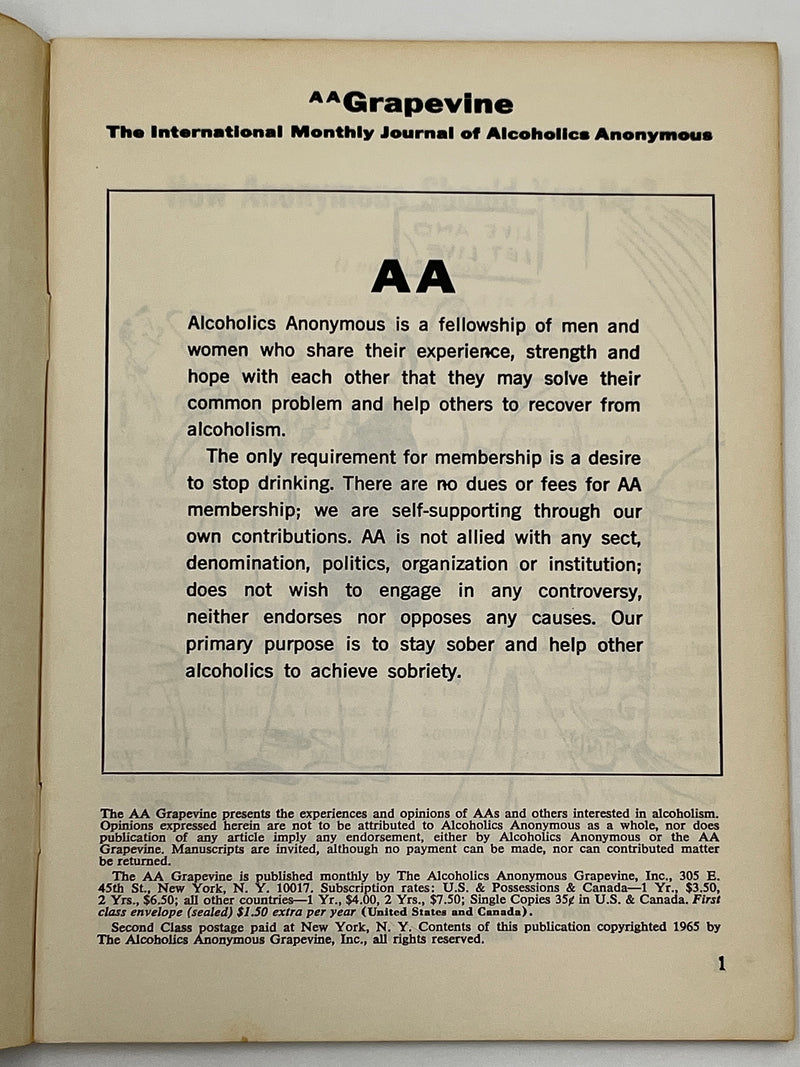 AA Grapevine from May 1965 - How Anonymous Should You Be? Mark McConnell