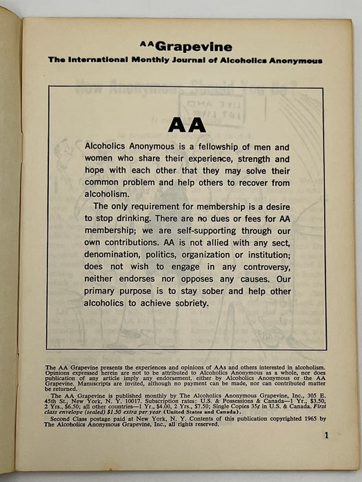AA Grapevine from May 1965 - How Anonymous Should You Be? Mark McConnell