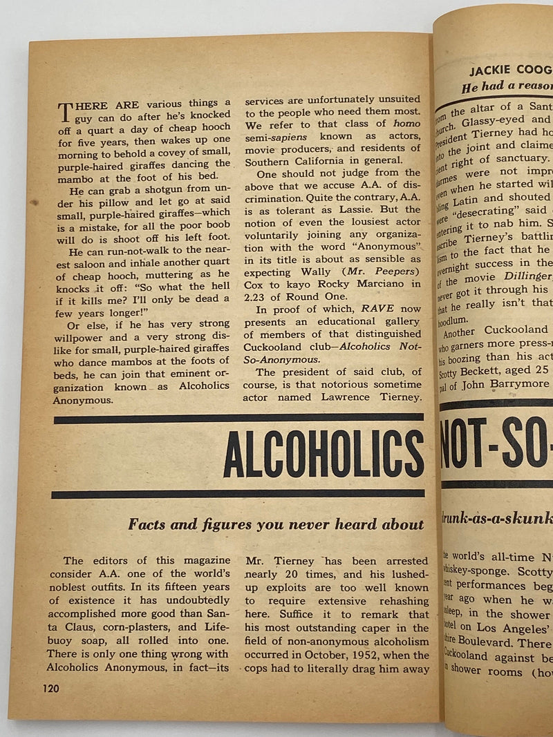 Rave Magazine - Alcoholics Not-So-Anonymous- March 1955 Recovery Collectibles